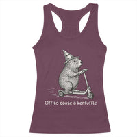 Funny Groundhog Off To Cause A Kerfuffle Racerback Tank Top - Wonder Print Shop