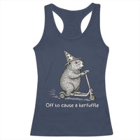 Funny Groundhog Off To Cause A Kerfuffle Racerback Tank Top - Wonder Print Shop
