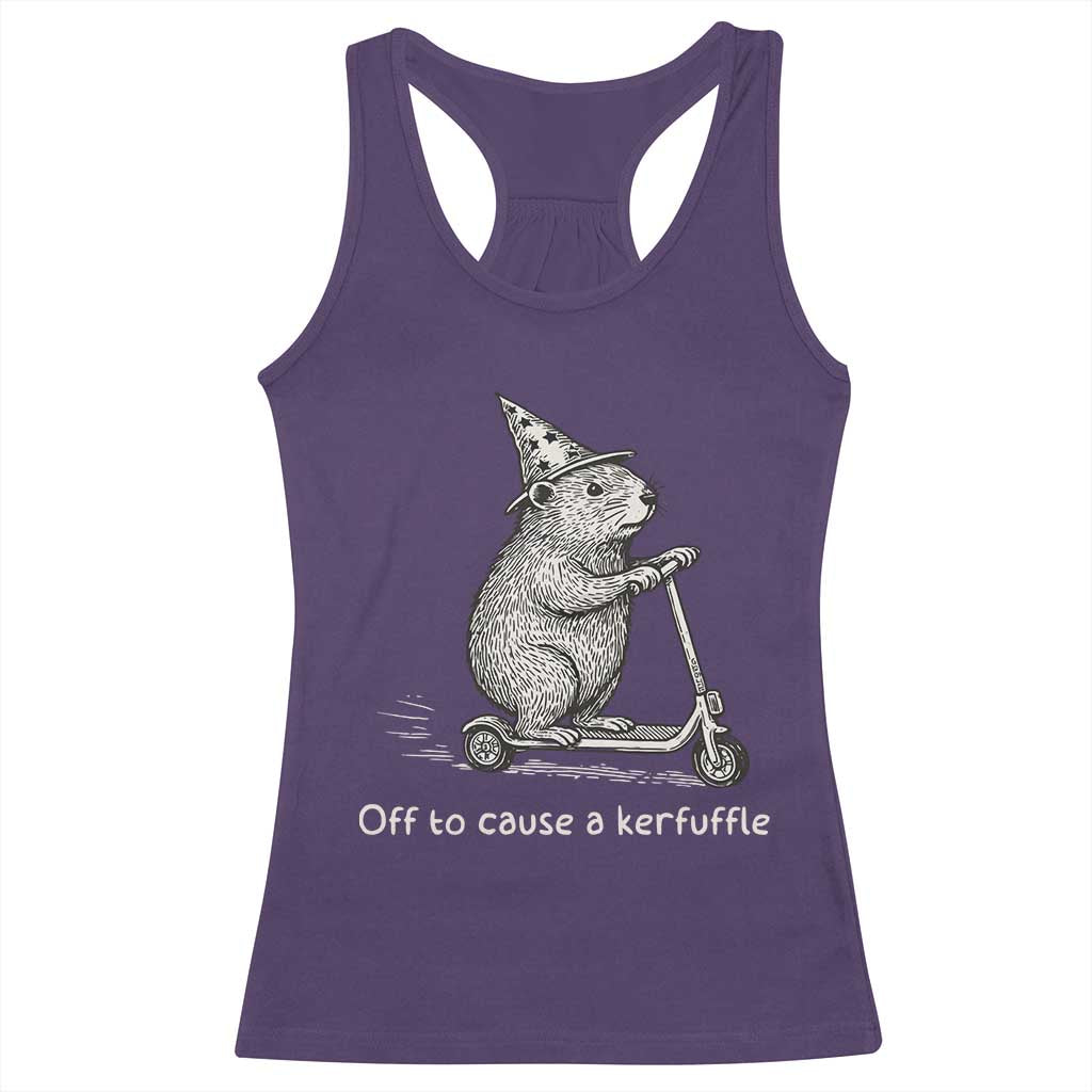Funny Groundhog Off To Cause A Kerfuffle Racerback Tank Top - Wonder Print Shop