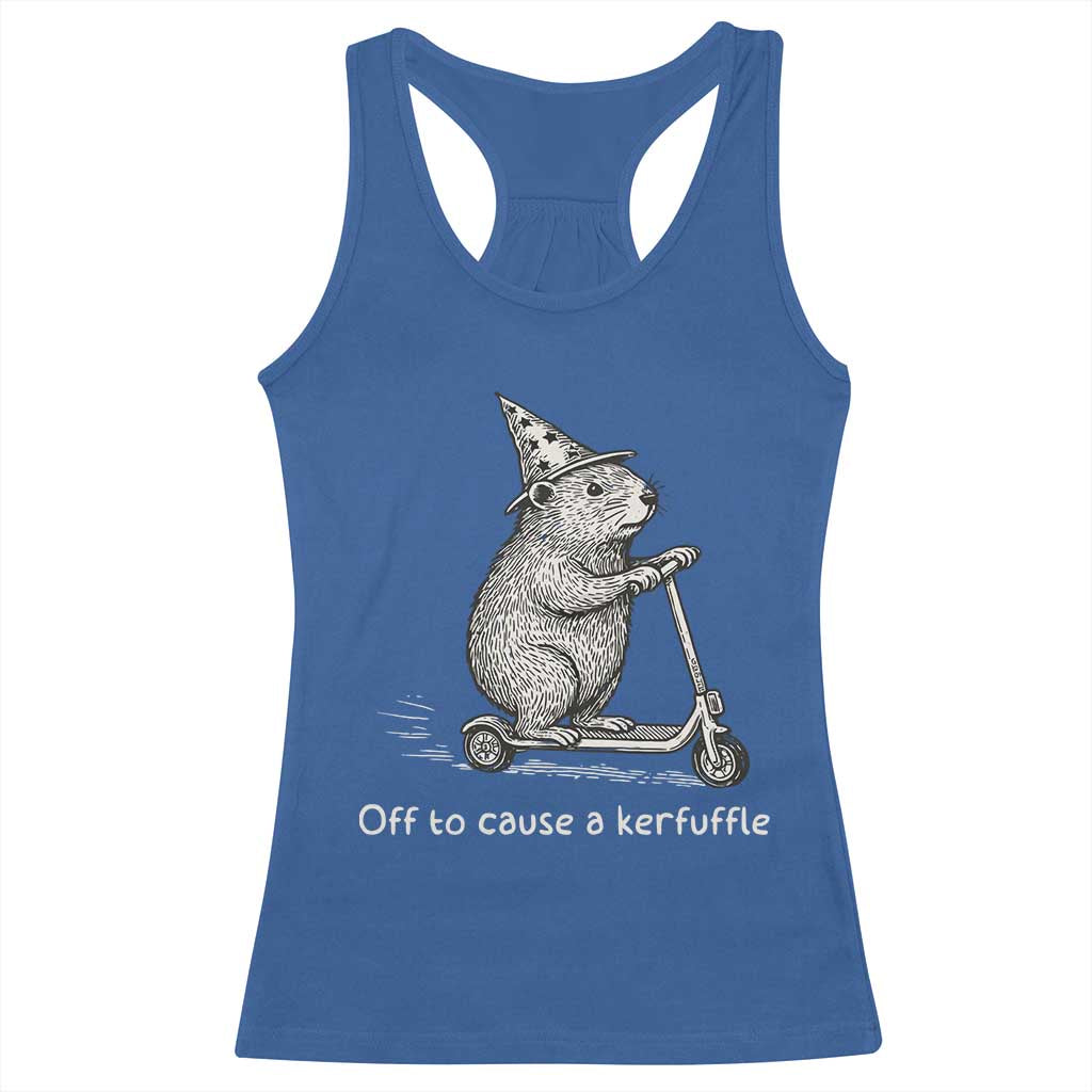 Funny Groundhog Off To Cause A Kerfuffle Racerback Tank Top - Wonder Print Shop