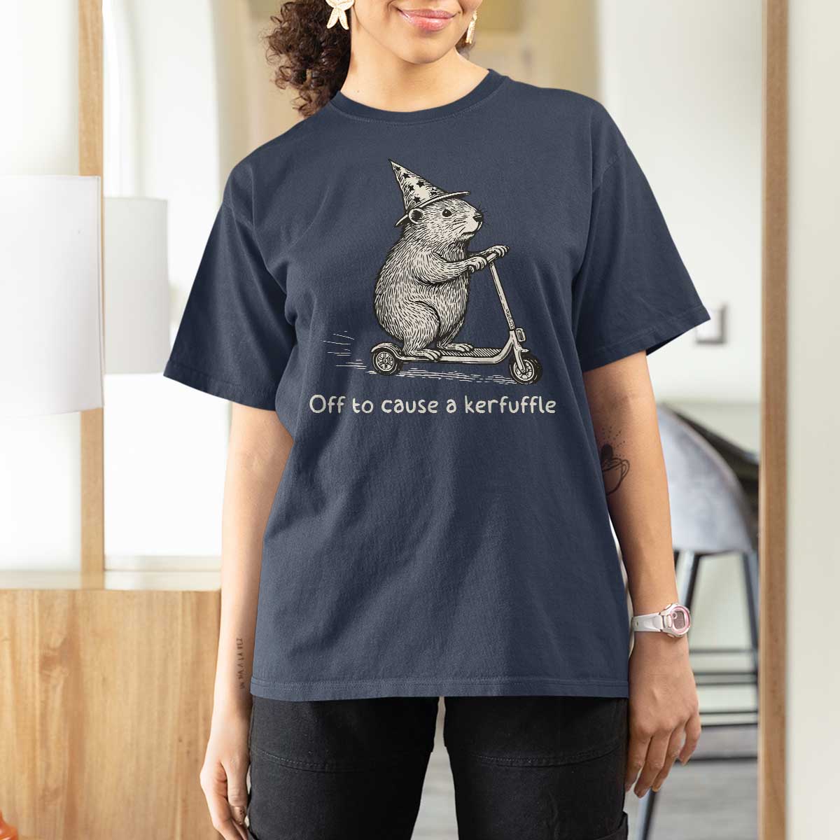 Funny Groundhog Off To Cause A Kerfuffle T Shirt For Women - Wonder Print Shop