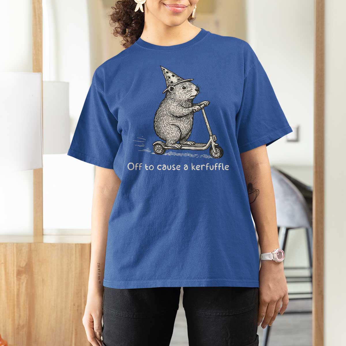 Funny Groundhog Off To Cause A Kerfuffle T Shirt For Women - Wonder Print Shop