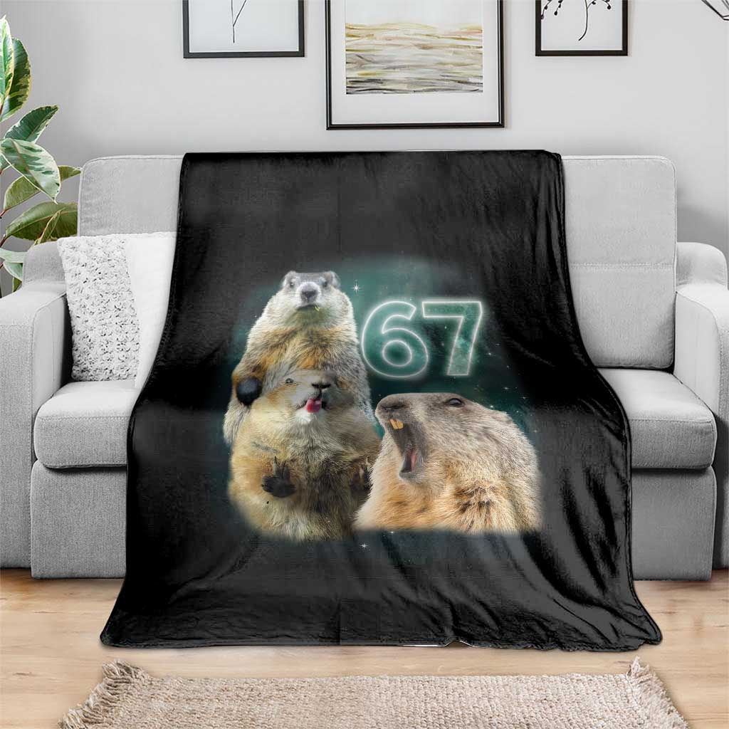 67 Meme Groundhog Throw Blanket Howling At The Moon Funny Six Seven Meme Ground Hog Day - Wonder Print Shop