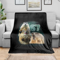 67 Meme Groundhog Throw Blanket Howling At The Moon Funny Six Seven Meme Ground Hog Day - Wonder Print Shop