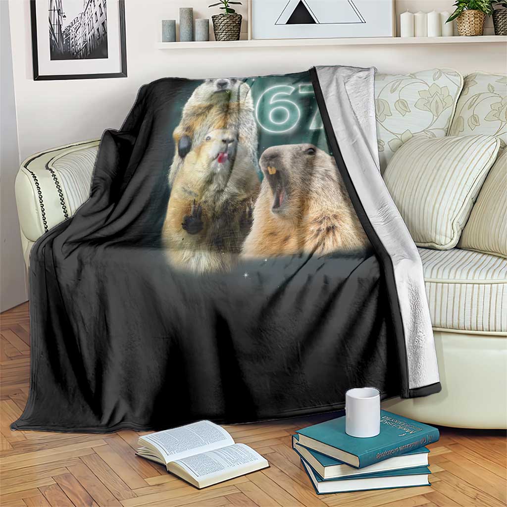 67 Meme Groundhog Throw Blanket Howling At The Moon Funny Six Seven Meme Ground Hog Day - Wonder Print Shop