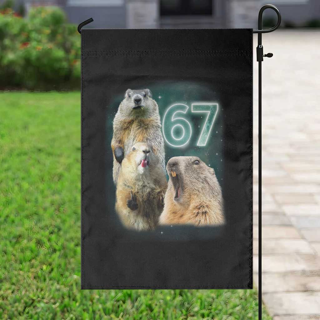 67 Meme Groundhog Garden Flag Howling At The Moon Funny Six Seven Meme Ground Hog Day - Wonder Print Shop