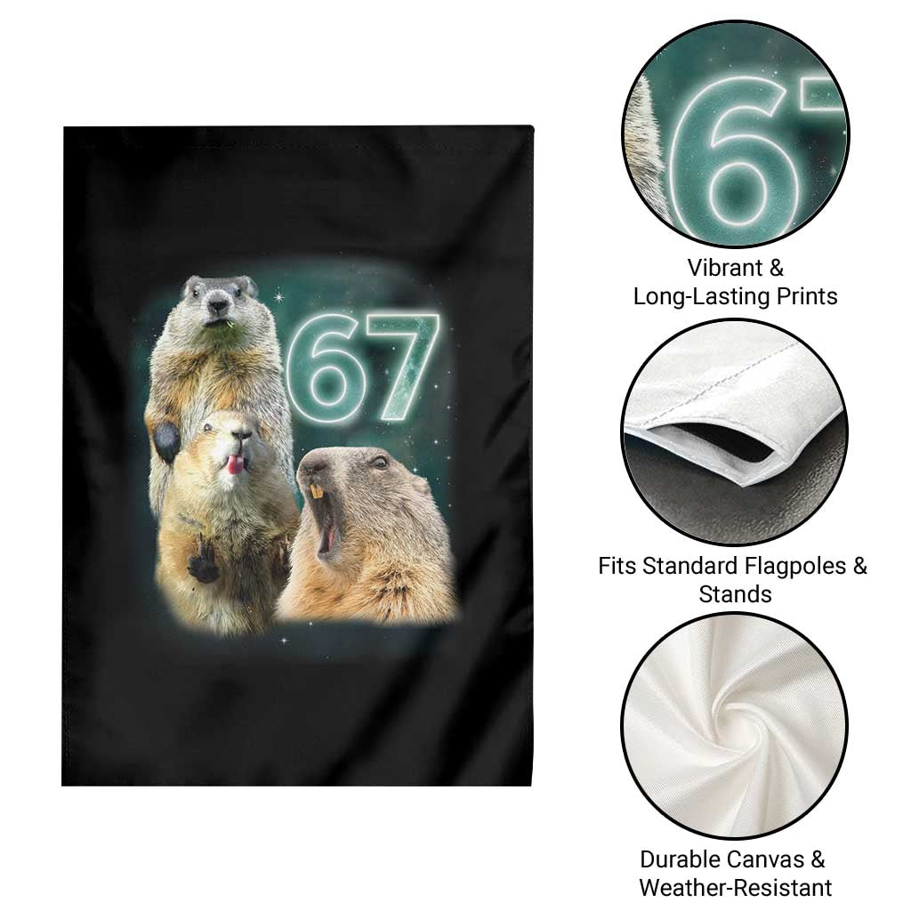 67 Meme Groundhog Garden Flag Howling At The Moon Funny Six Seven Meme Ground Hog Day - Wonder Print Shop