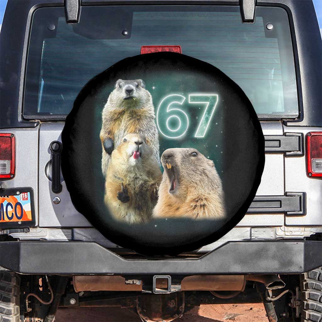 67 Meme Groundhog Spare Tire Cover Howling At The Moon Funny Six Seven Meme Ground Hog Day - Wonder Print Shop