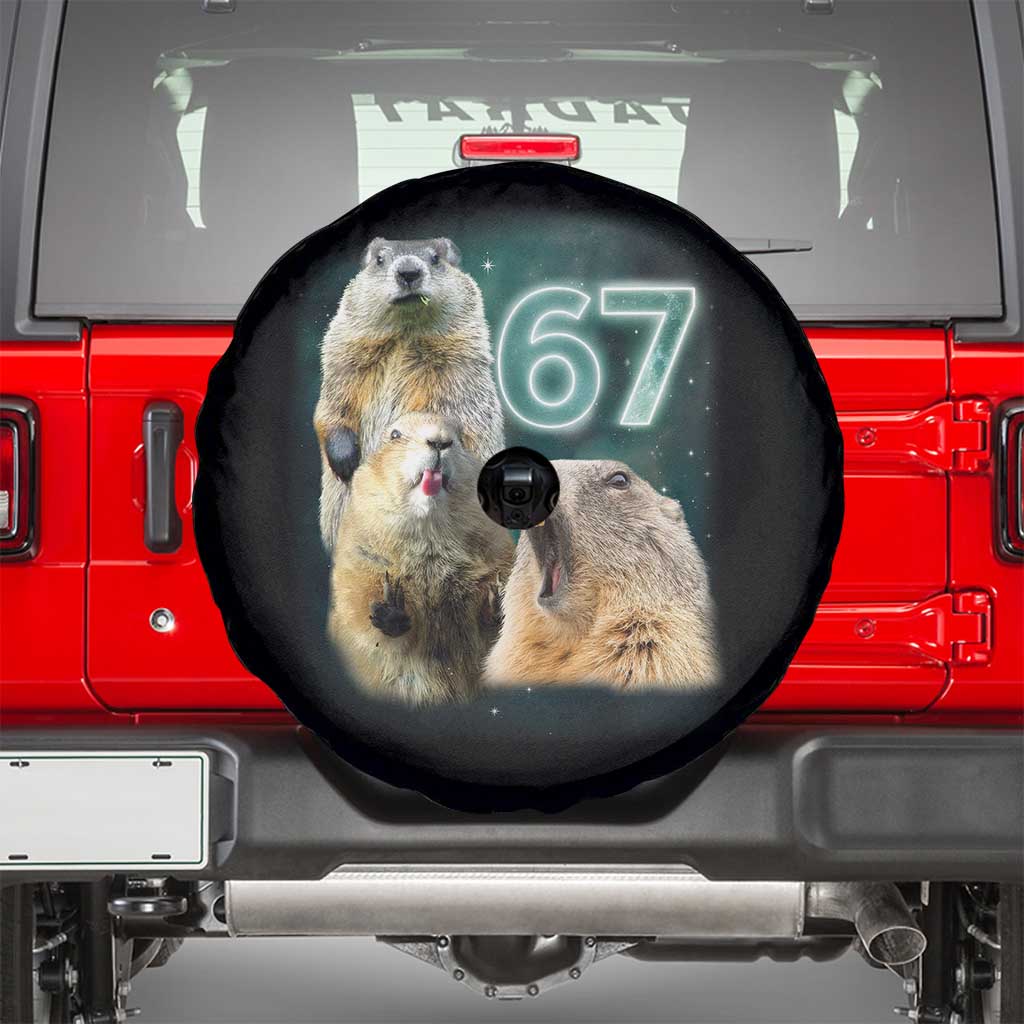 67 Meme Groundhog Spare Tire Cover Howling At The Moon Funny Six Seven Meme Ground Hog Day - Wonder Print Shop