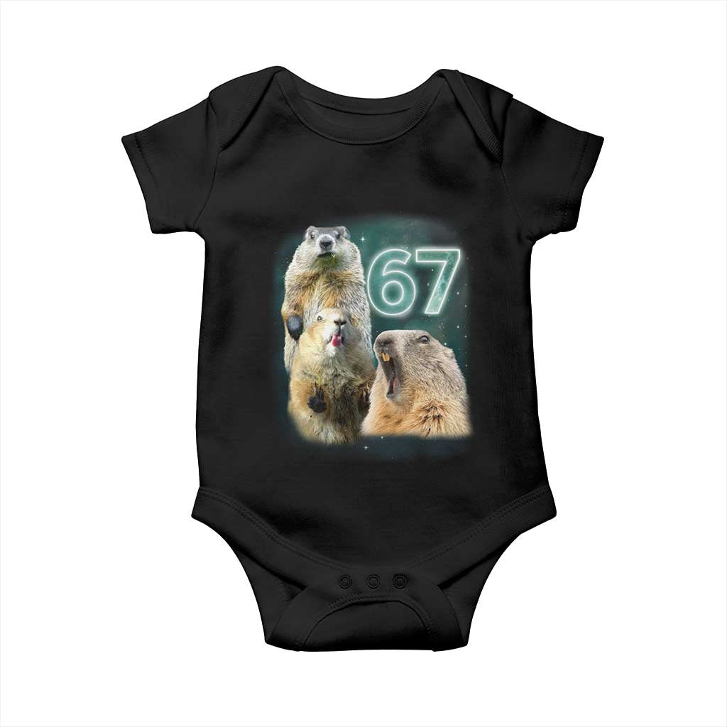 67 Meme Groundhog Baby Onesie Howling At The Moon Funny Six Seven Meme Ground Hog Day - Wonder Print Shop
