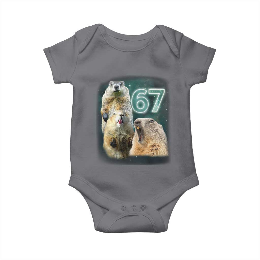 67 Meme Groundhog Baby Onesie Howling At The Moon Funny Six Seven Meme Ground Hog Day - Wonder Print Shop