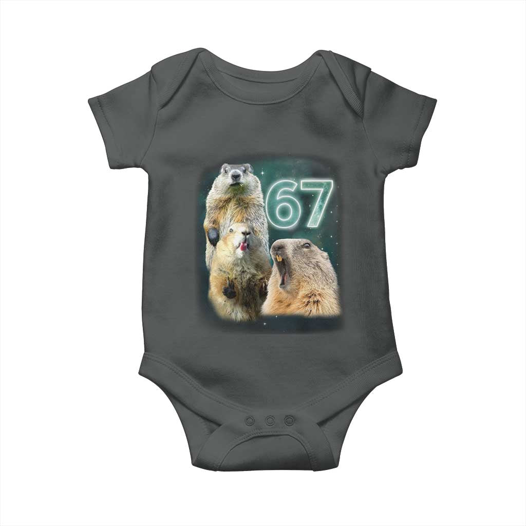 67 Meme Groundhog Baby Onesie Howling At The Moon Funny Six Seven Meme Ground Hog Day - Wonder Print Shop