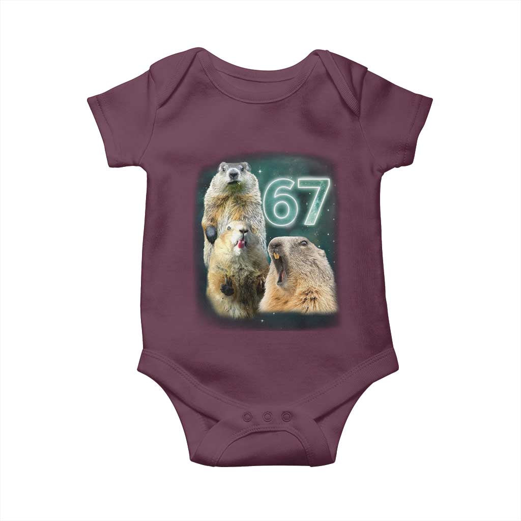 67 Meme Groundhog Baby Onesie Howling At The Moon Funny Six Seven Meme Ground Hog Day - Wonder Print Shop