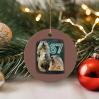 67 Meme Groundhog Ceramic Ornament Howling At The Moon Funny Six Seven Meme Ground Hog Day - Wonder Print Shop
