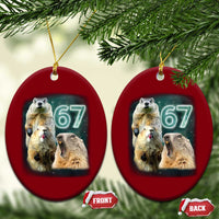 67 Meme Groundhog Ceramic Ornament Howling At The Moon Funny Six Seven Meme Ground Hog Day - Wonder Print Shop