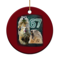67 Meme Groundhog Ceramic Ornament Howling At The Moon Funny Six Seven Meme Ground Hog Day - Wonder Print Shop