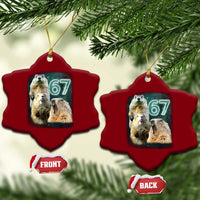 67 Meme Groundhog Ceramic Ornament Howling At The Moon Funny Six Seven Meme Ground Hog Day - Wonder Print Shop