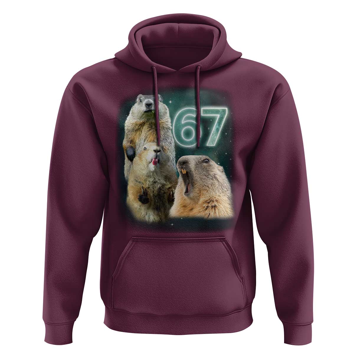 67 Meme Groundhog Hoodie Howling At The Moon Funny Six Seven Meme Ground Hog Day - Wonder Print Shop