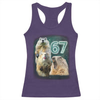 67 Meme Groundhog Racerback Tank Top Howling At The Moon Funny Six Seven Meme Ground Hog Day - Wonder Print Shop