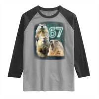 67 Meme Groundhog Raglan Shirt Howling At The Moon Funny Six Seven Meme Ground Hog Day - Wonder Print Shop