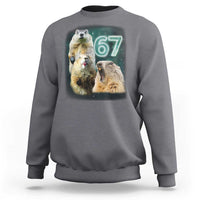 67 Meme Groundhog Sweatshirt Howling At The Moon Funny Six Seven Meme Ground Hog Day - Wonder Print Shop