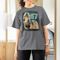 67 Meme Groundhog T Shirt For Women Howling At The Moon Funny Six Seven Meme Ground Hog Day - Wonder Print Shop