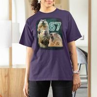 67 Meme Groundhog T Shirt For Women Howling At The Moon Funny Six Seven Meme Ground Hog Day - Wonder Print Shop