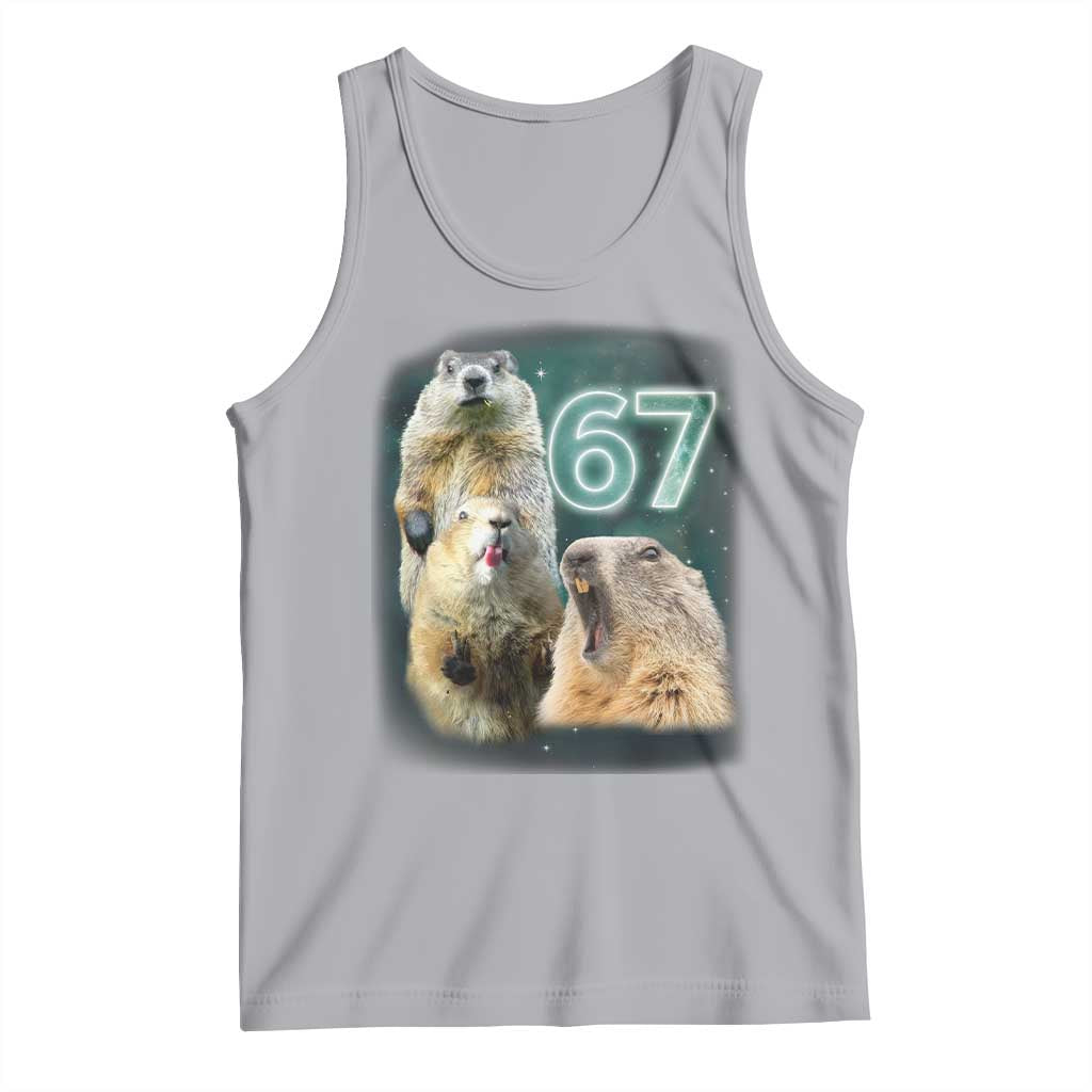 67 Meme Groundhog Tank Top Howling At The Moon Funny Six Seven Meme Ground Hog Day - Wonder Print Shop