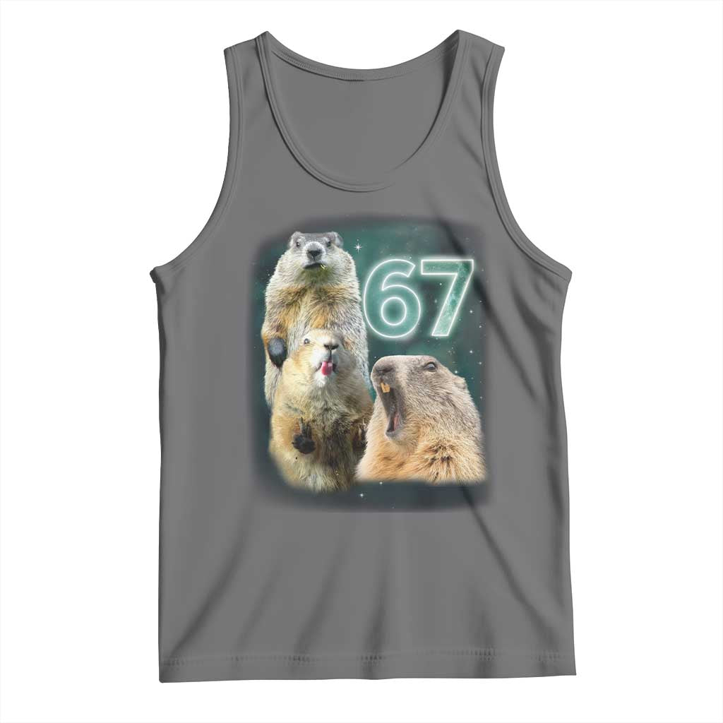 67 Meme Groundhog Tank Top Howling At The Moon Funny Six Seven Meme Ground Hog Day - Wonder Print Shop