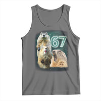 67 Meme Groundhog Tank Top Howling At The Moon Funny Six Seven Meme Ground Hog Day - Wonder Print Shop