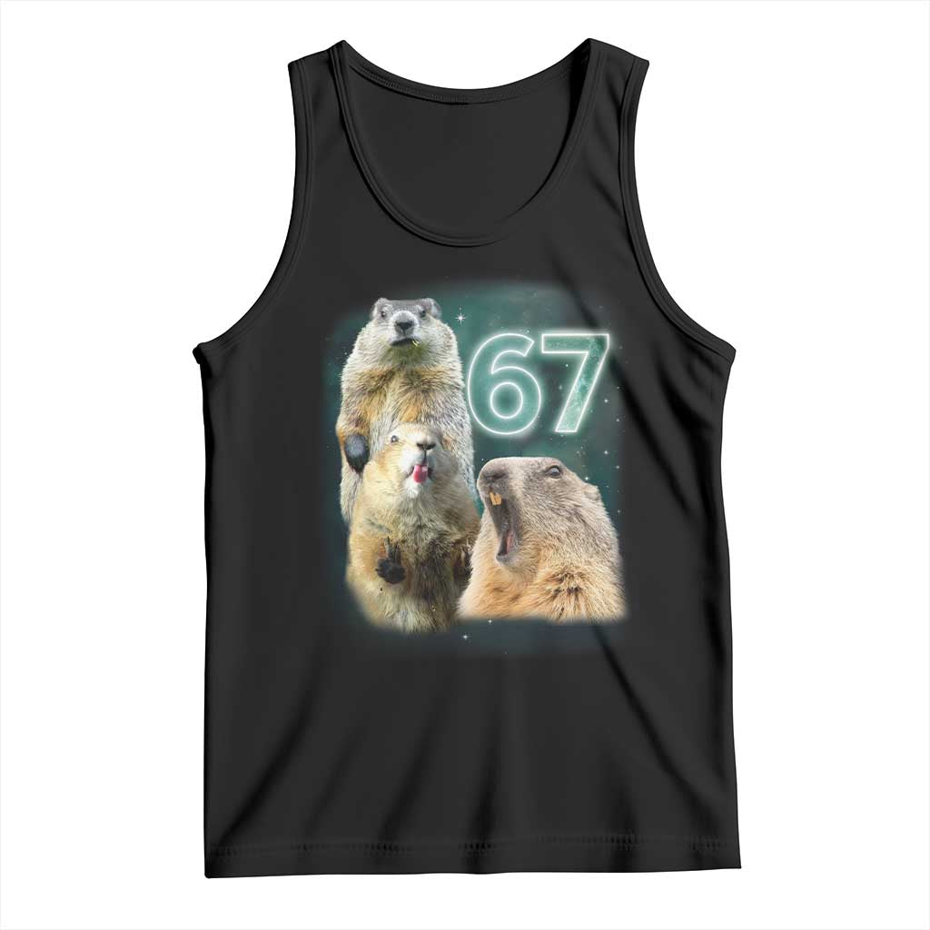 67 Meme Groundhog Tank Top Howling At The Moon Funny Six Seven Meme Ground Hog Day - Wonder Print Shop