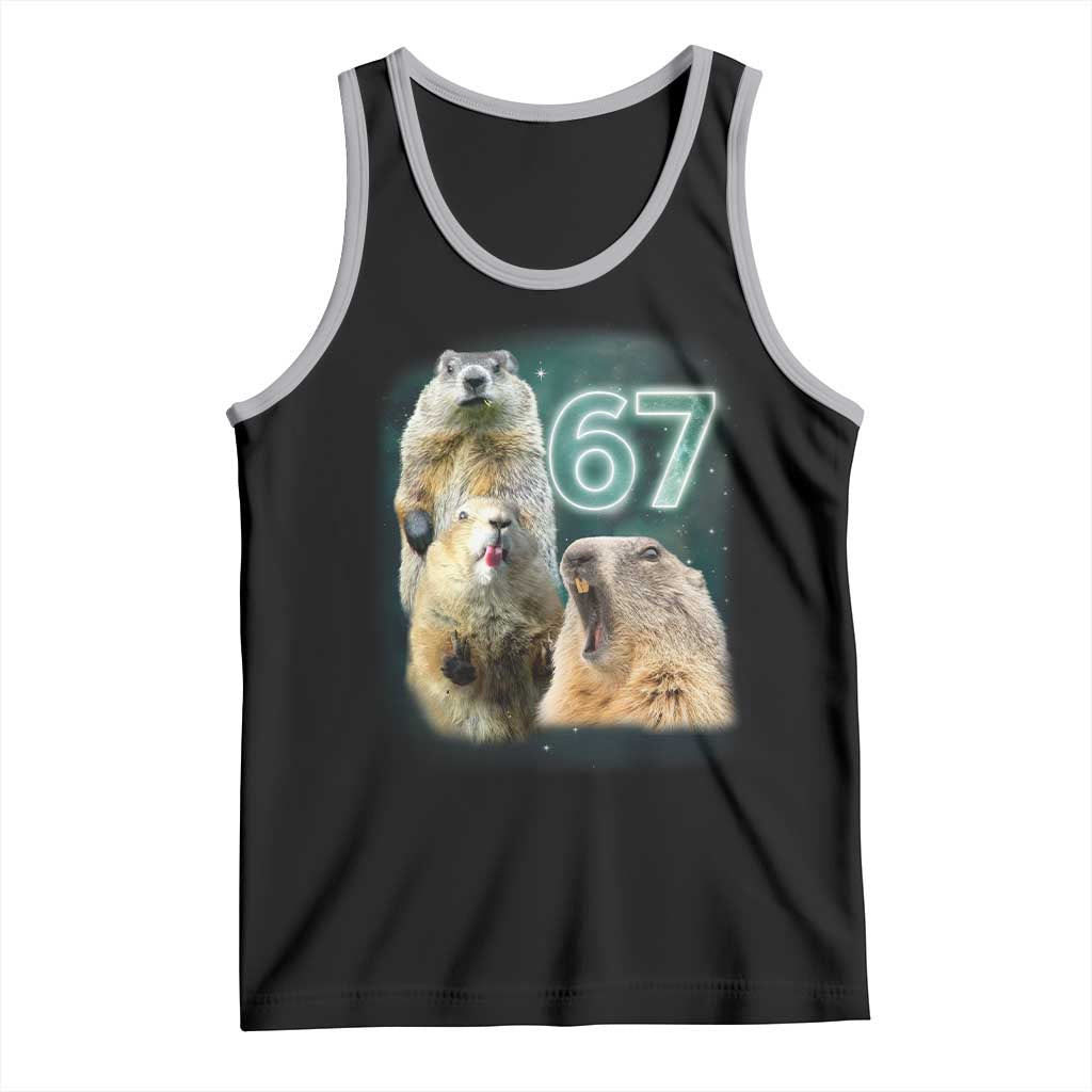 67 Meme Groundhog Tank Top Howling At The Moon Funny Six Seven Meme Ground Hog Day - Wonder Print Shop