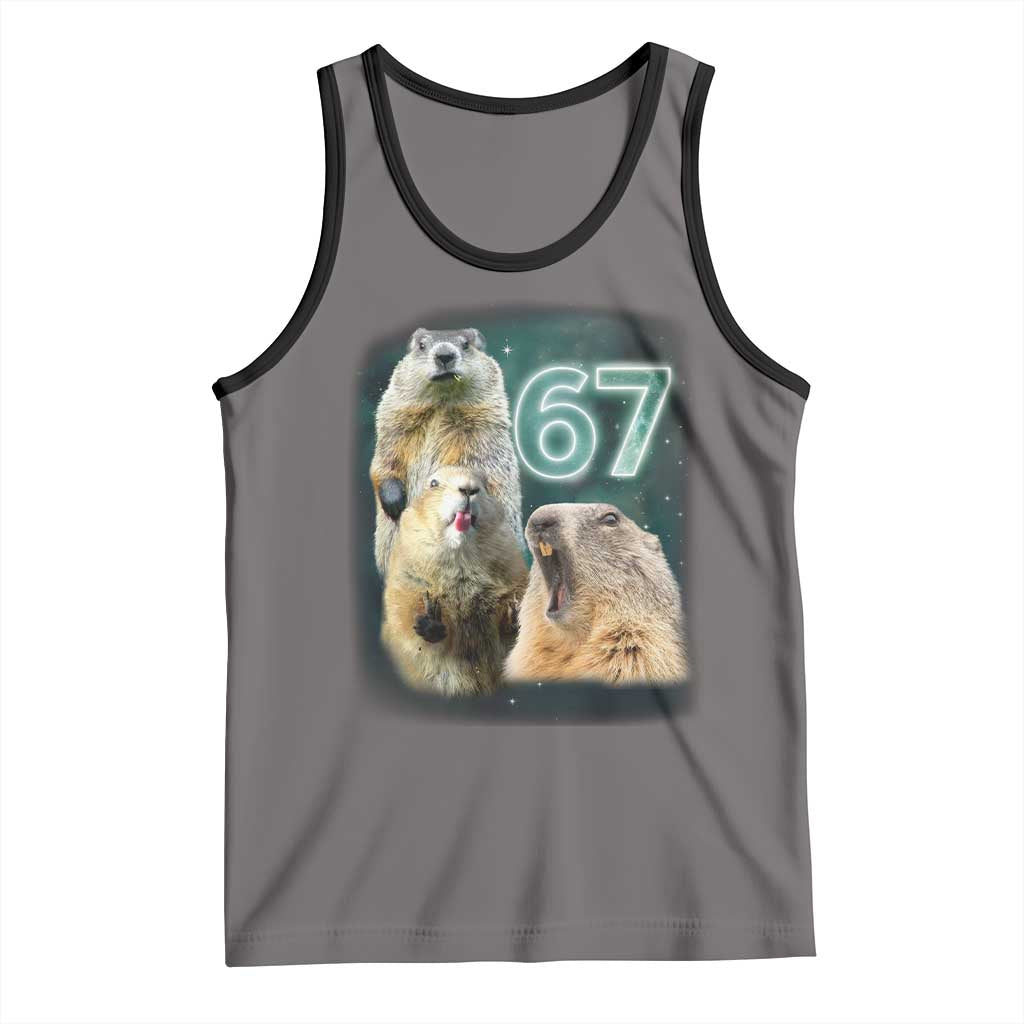 67 Meme Groundhog Tank Top Howling At The Moon Funny Six Seven Meme Ground Hog Day - Wonder Print Shop