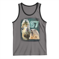 67 Meme Groundhog Tank Top Howling At The Moon Funny Six Seven Meme Ground Hog Day - Wonder Print Shop