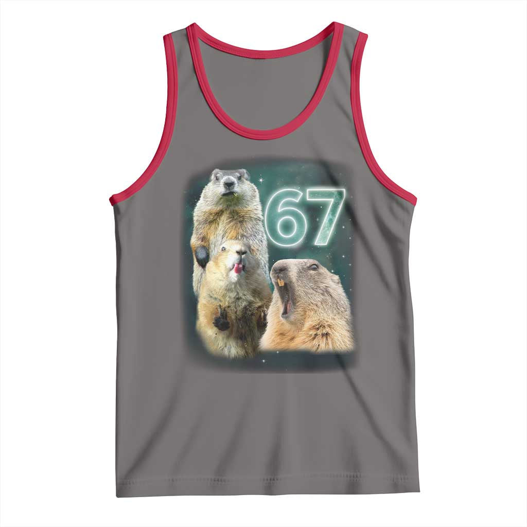 67 Meme Groundhog Tank Top Howling At The Moon Funny Six Seven Meme Ground Hog Day - Wonder Print Shop