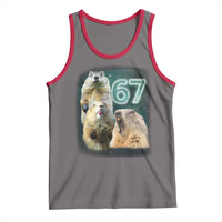 67 Meme Groundhog Tank Top Howling At The Moon Funny Six Seven Meme Ground Hog Day - Wonder Print Shop