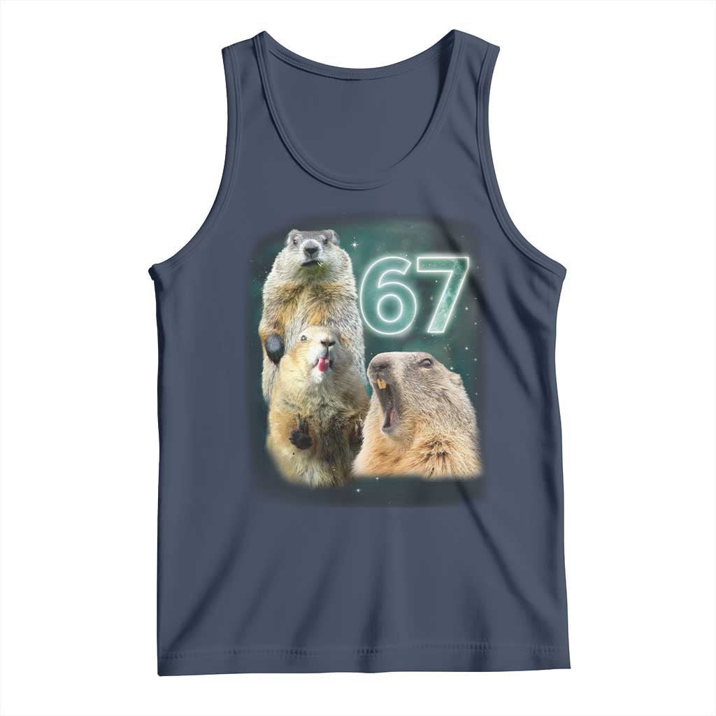 67 Meme Groundhog Tank Top Howling At The Moon Funny Six Seven Meme Ground Hog Day - Wonder Print Shop