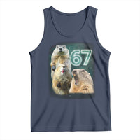67 Meme Groundhog Tank Top Howling At The Moon Funny Six Seven Meme Ground Hog Day - Wonder Print Shop