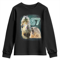 67 Meme Groundhog Youth Sweatshirt Howling At The Moon Funny Six Seven Meme Ground Hog Day - Wonder Print Shop