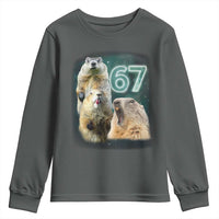 67 Meme Groundhog Youth Sweatshirt Howling At The Moon Funny Six Seven Meme Ground Hog Day - Wonder Print Shop