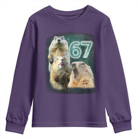 67 Meme Groundhog Youth Sweatshirt Howling At The Moon Funny Six Seven Meme Ground Hog Day - Wonder Print Shop