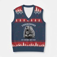 Funny Groundhog Meme Undiagnosed But Something Aint Right V-Neck Knit Sweater Vest - Wonder Print Shop