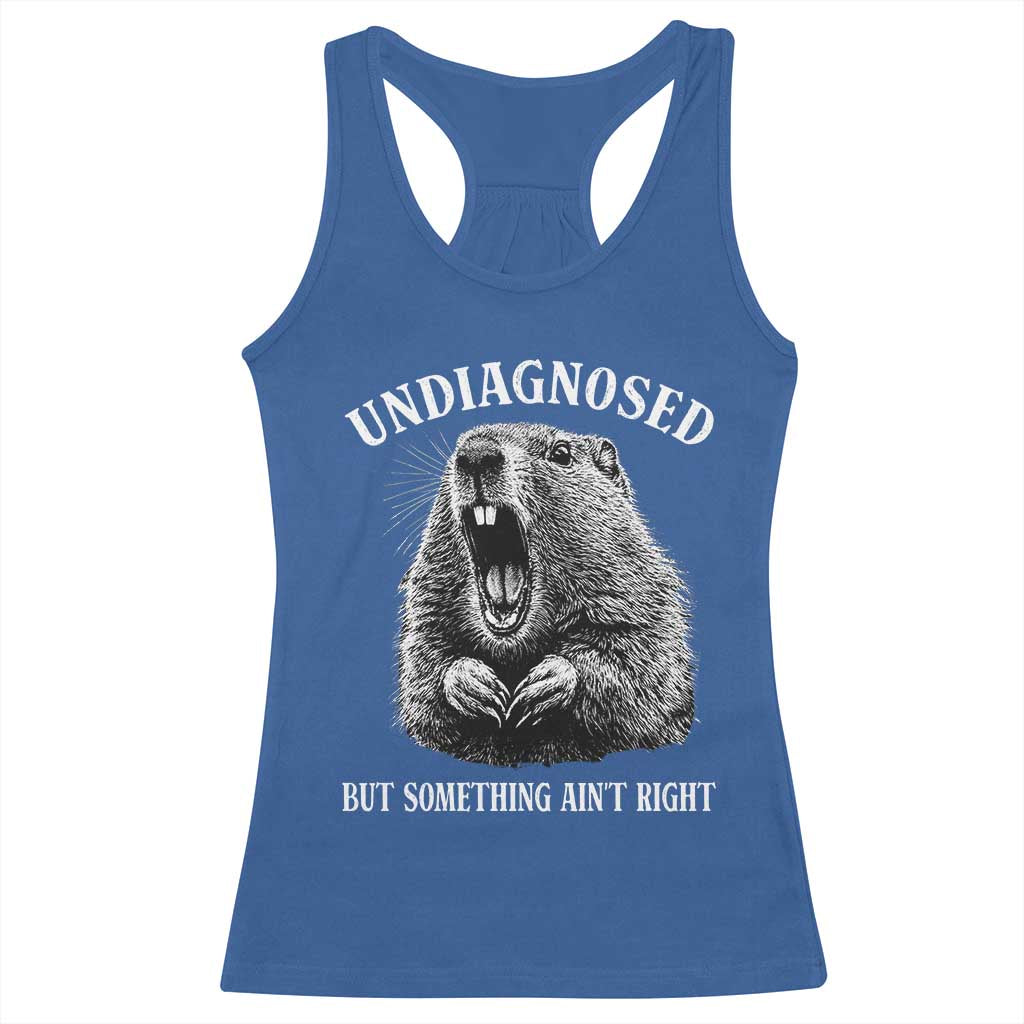 Funny Groundhog Meme Undiagnosed But Something Aint Right Racerback Tank Top - Wonder Print Shop