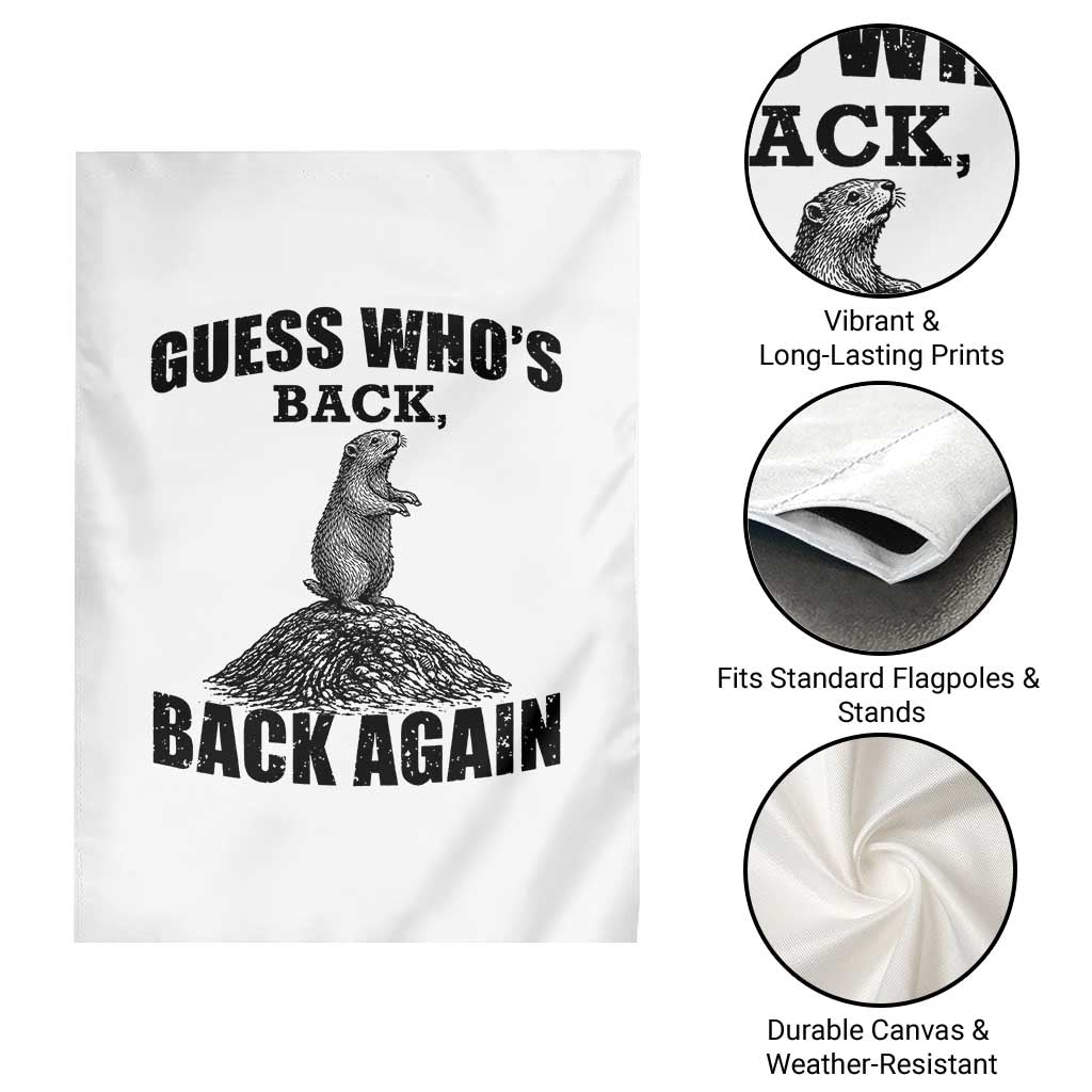 Funny Groundhog Day Garden Flag Retro Guess Whos Back - Wonder Print Shop