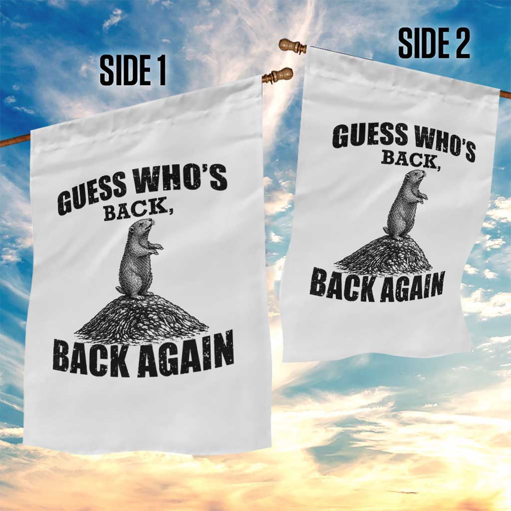 Funny Groundhog Day Garden Flag Retro Guess Whos Back - Wonder Print Shop