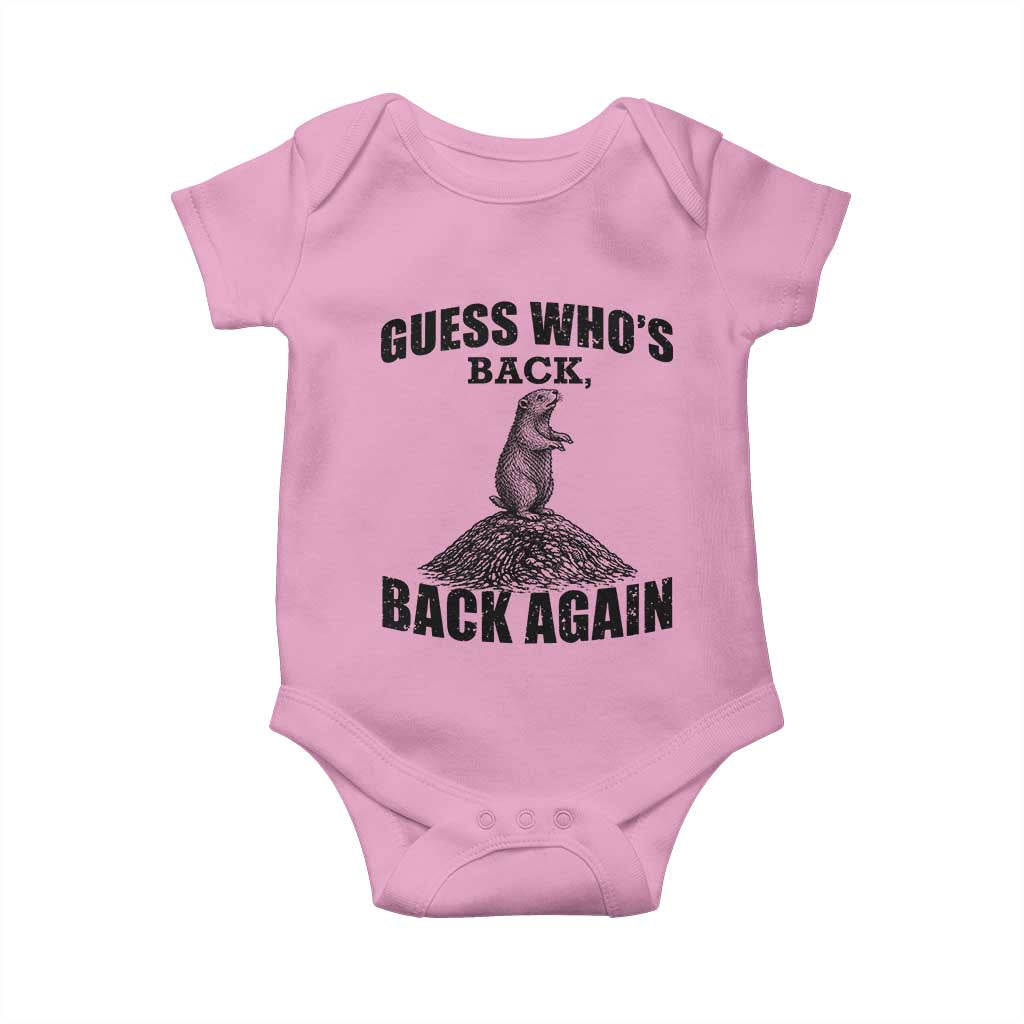 Funny Groundhog Day Baby Onesie Retro Guess Whos Back - Wonder Print Shop