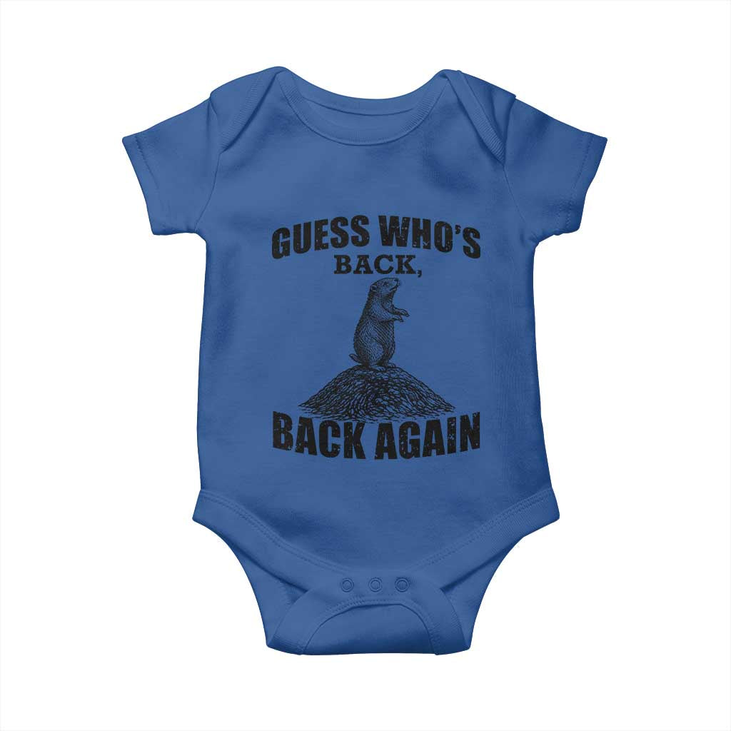Funny Groundhog Day Baby Onesie Retro Guess Whos Back - Wonder Print Shop