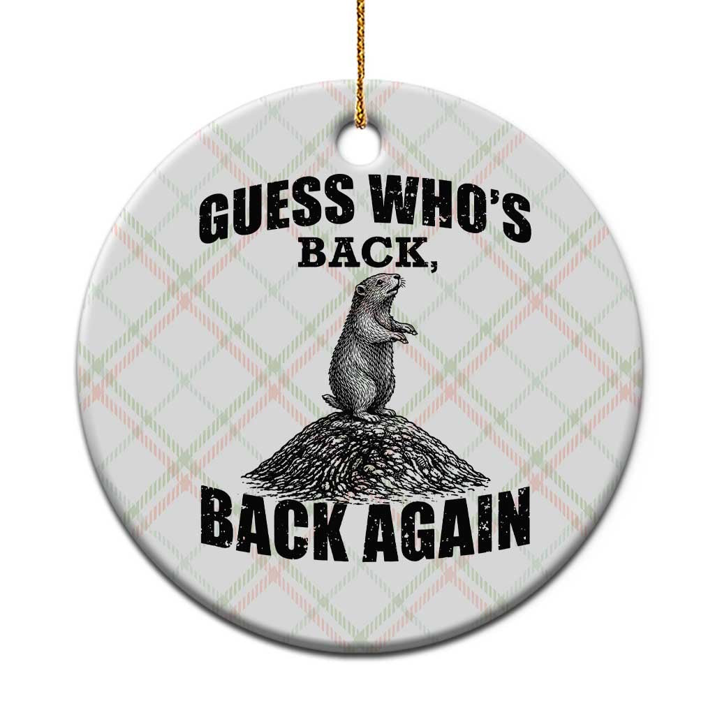 Funny Groundhog Day Ceramic Ornament Retro Guess Whos Back - Wonder Print Shop