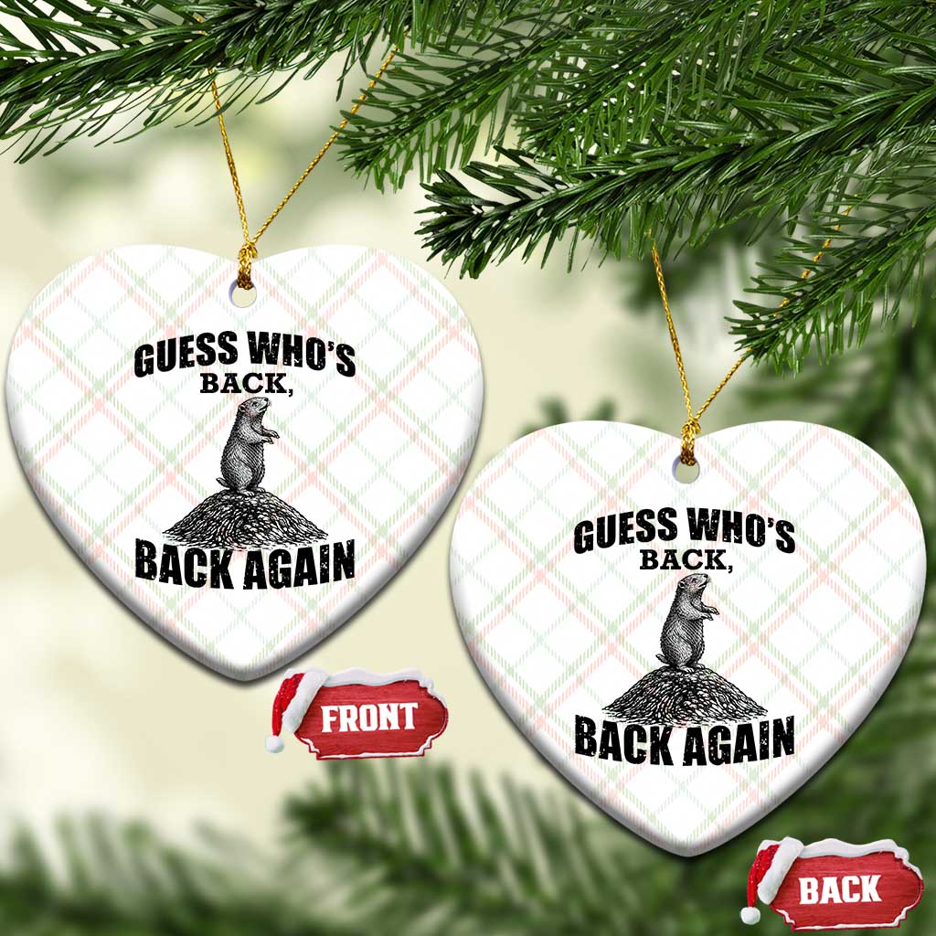 Funny Groundhog Day Ceramic Ornament Retro Guess Whos Back - Wonder Print Shop