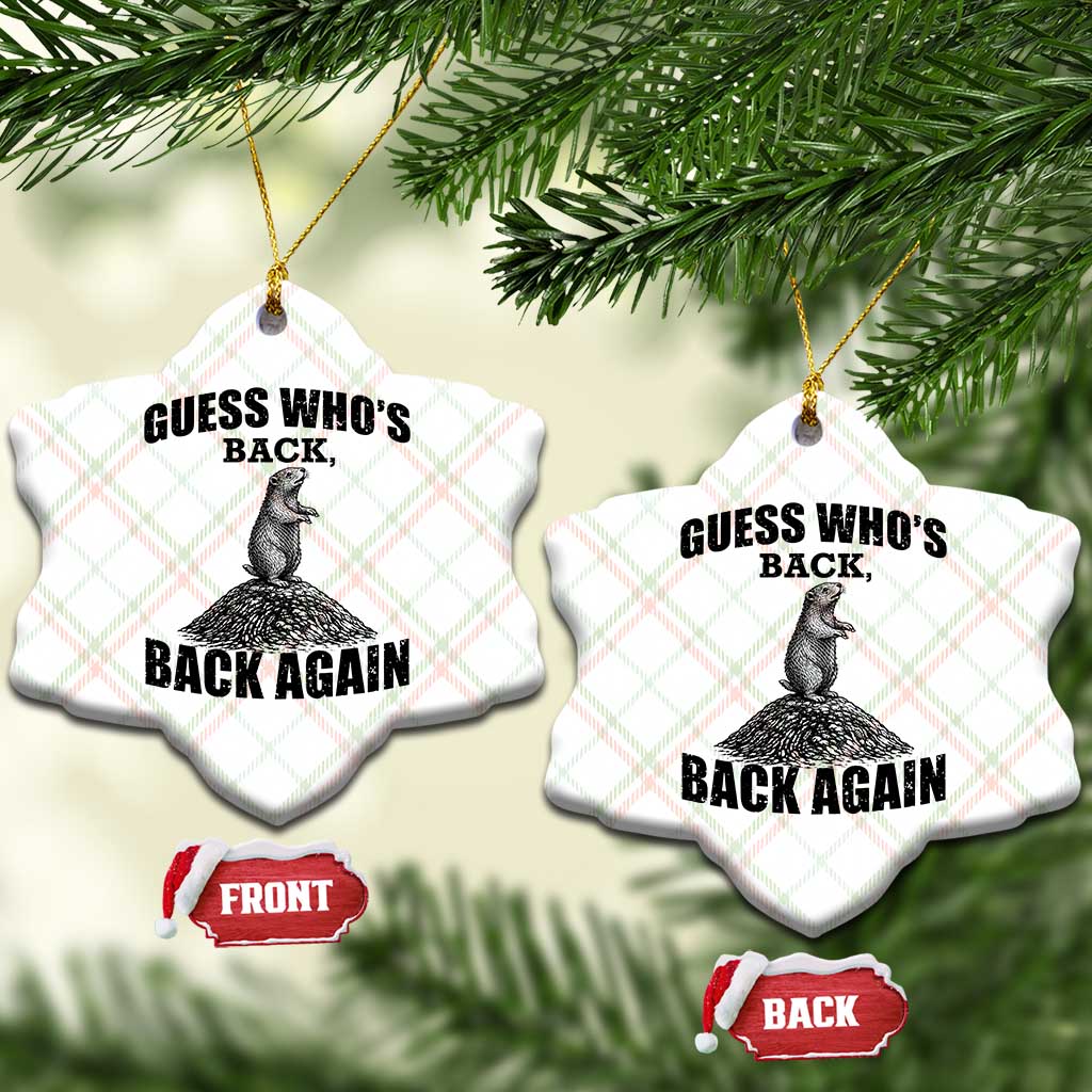 Funny Groundhog Day Ceramic Ornament Retro Guess Whos Back - Wonder Print Shop
